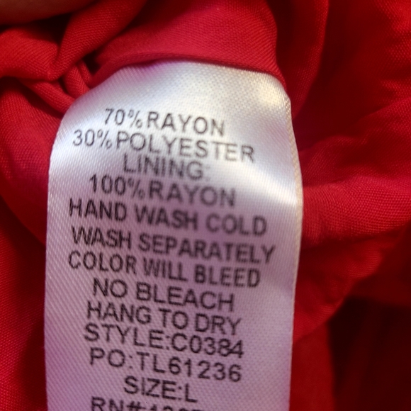 Umgee Red Embroidered Babydoll Bliss Bohemian Dress with Bell Sleeves Size Large - Picture 10 of 10